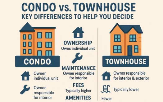 Condo vs. Townhouse Comparison infographic