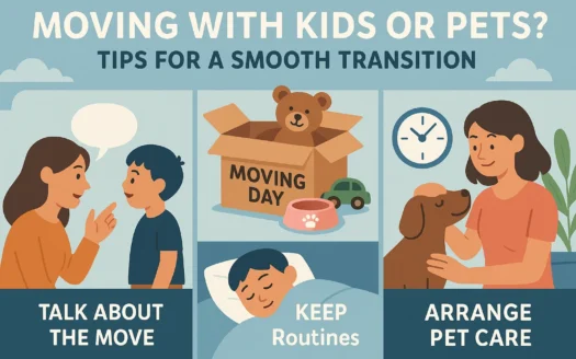 Moving with Kids & Pets infographic