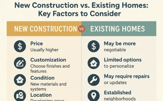 Construction vs. Existing Homes infographic