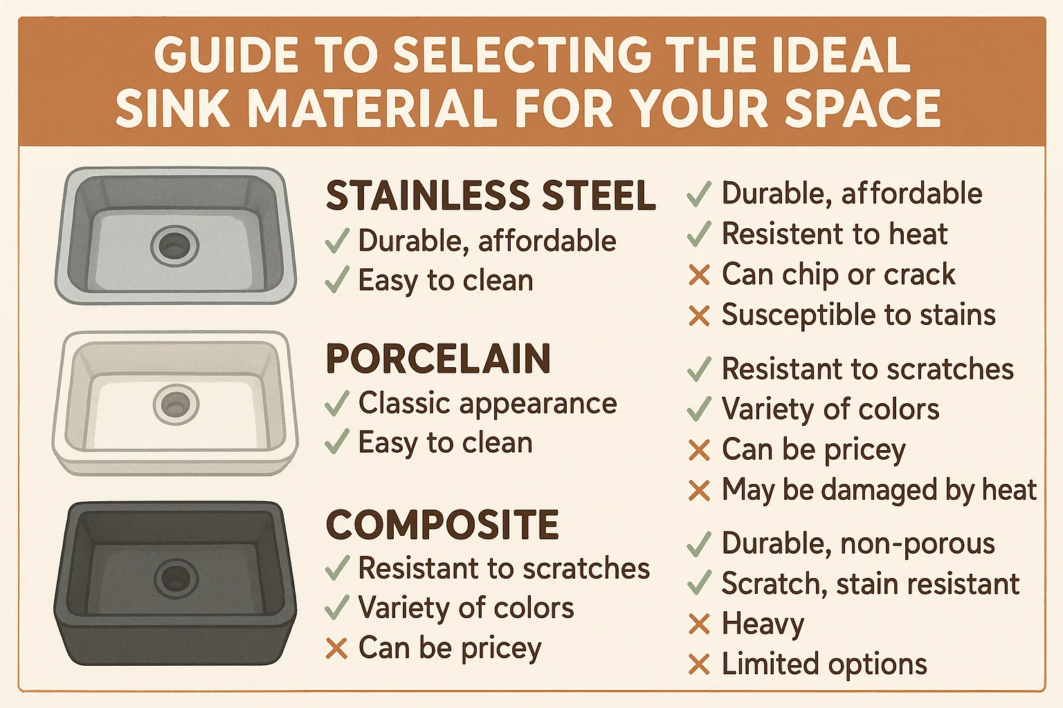 Sink Material Selection Guide infographic