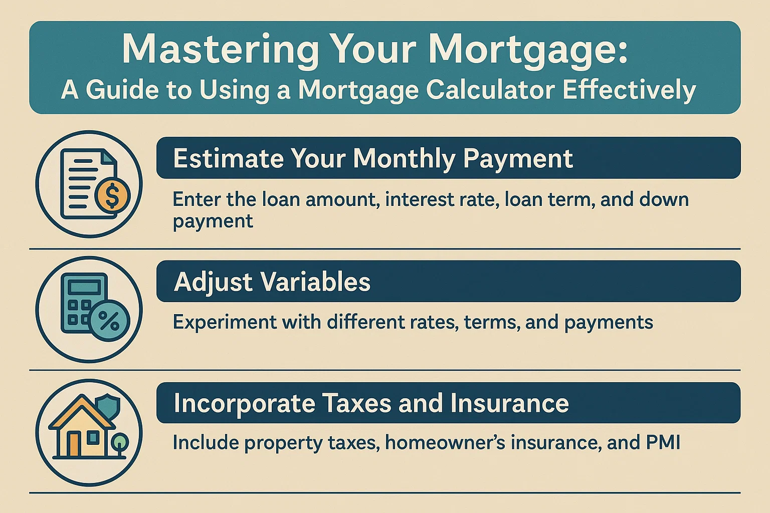 Mortgage Calculator Guide infographic