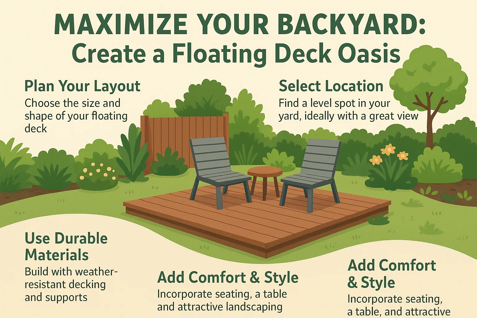 Floating Deck Oasis infographic