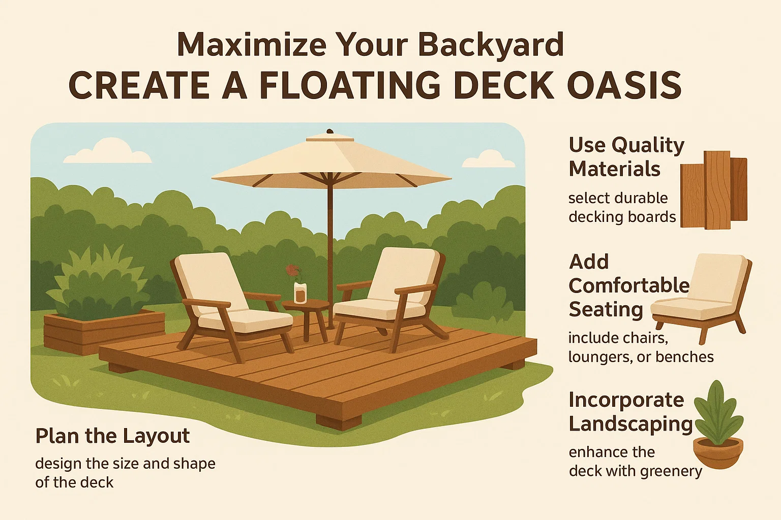 Floating Deck Oasis infographic