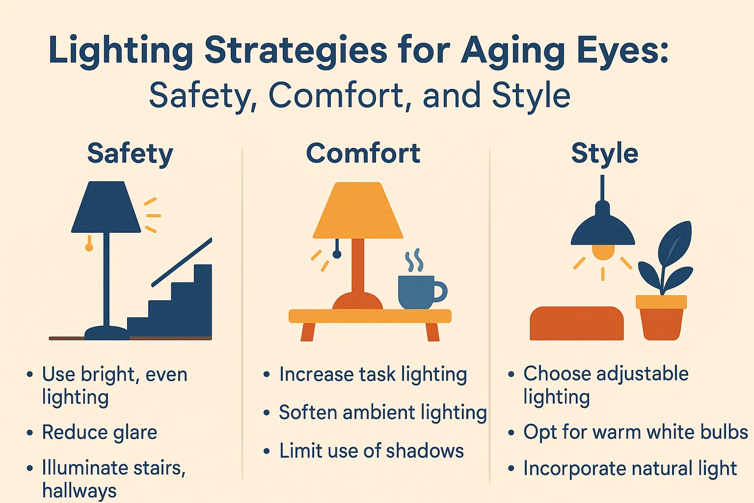 Aging Eyes Lighting Guide infographic