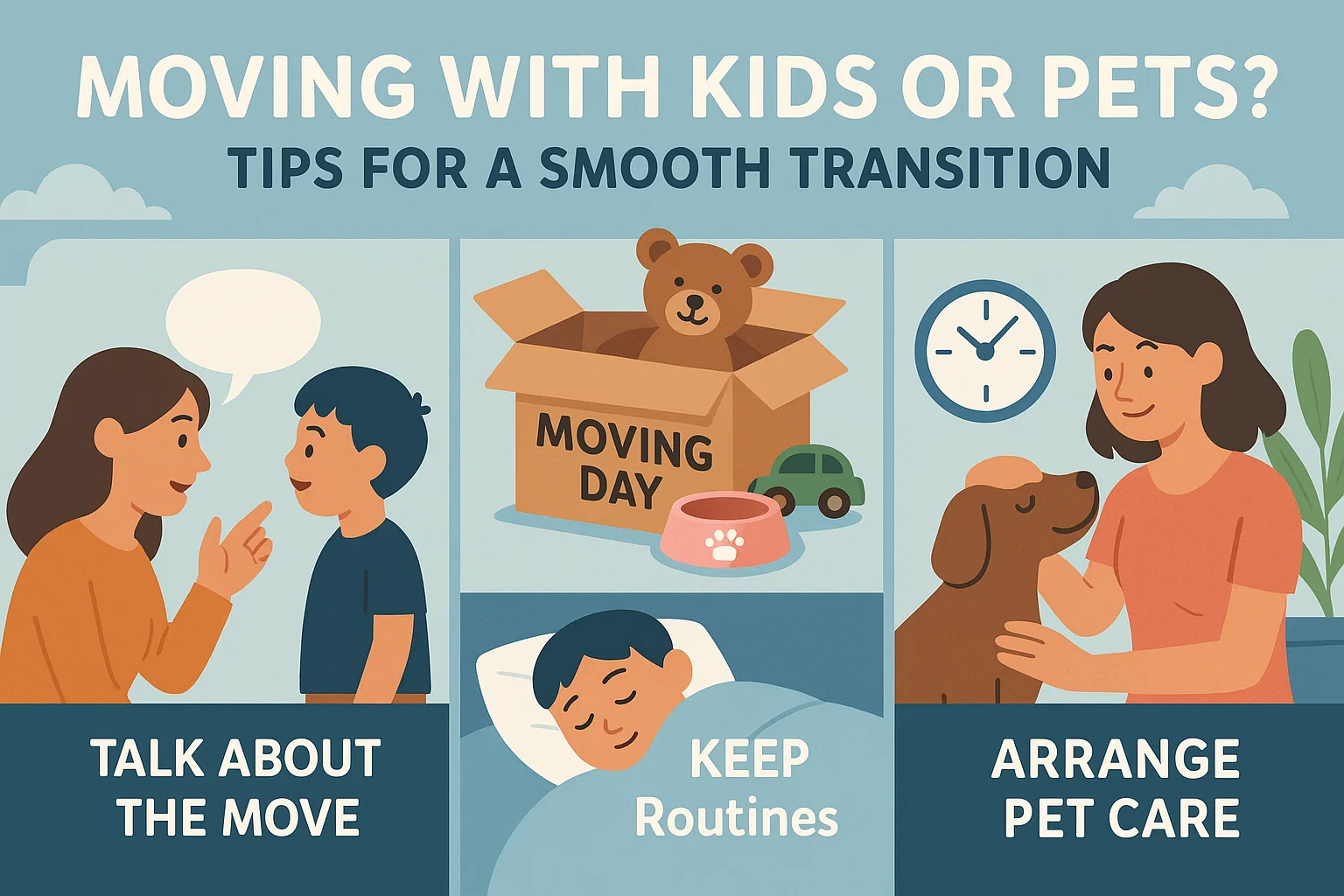 Moving with Kids & Pets infographic