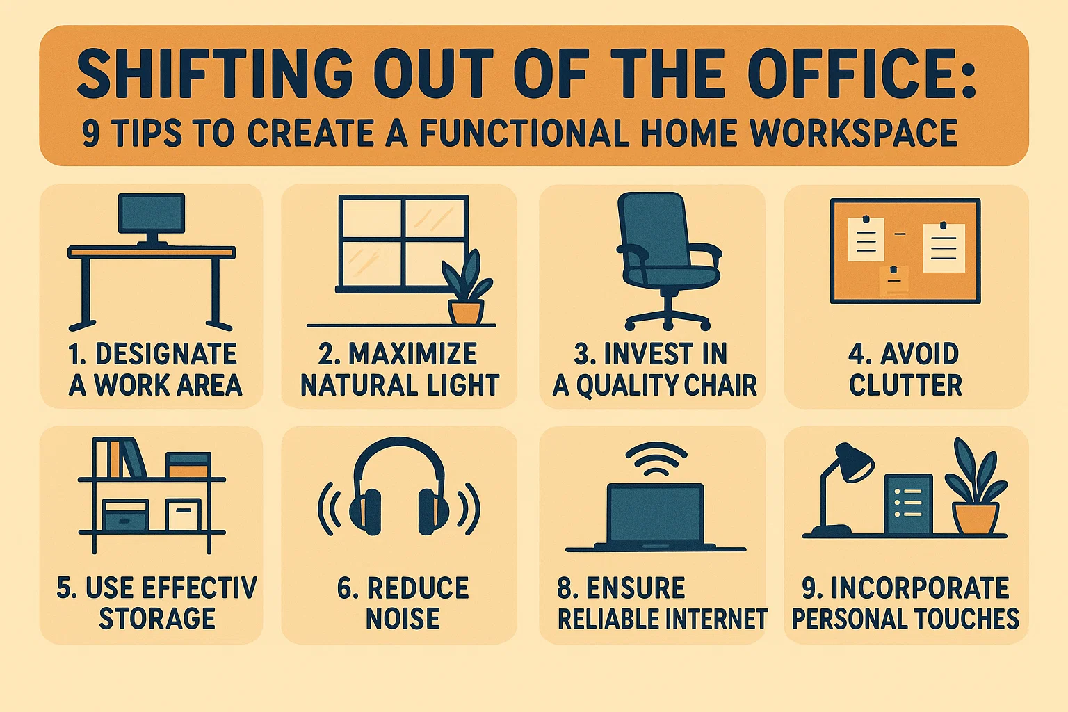 Functional Home Workspace Tips infographic