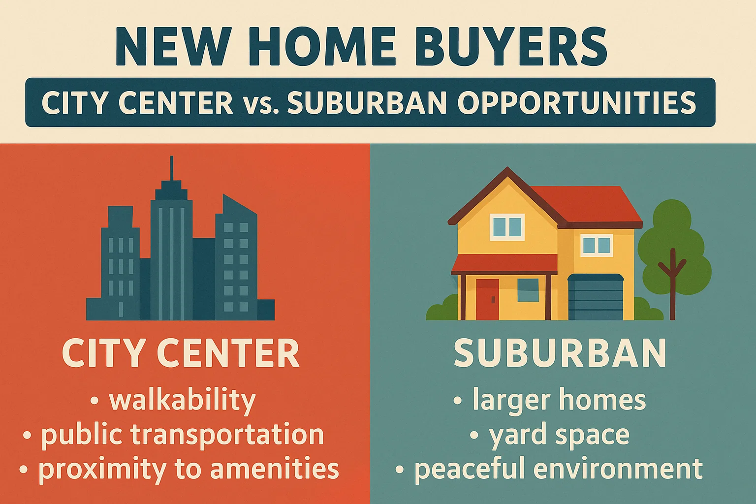 City vs. Suburb Living infographic