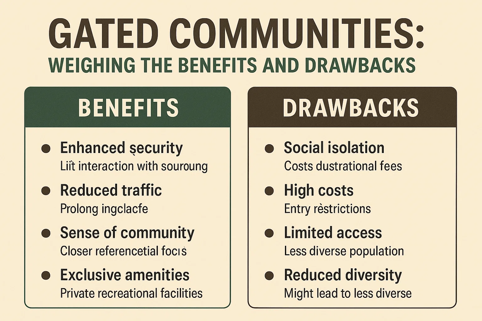Gated Communities Pros/Cons infographic