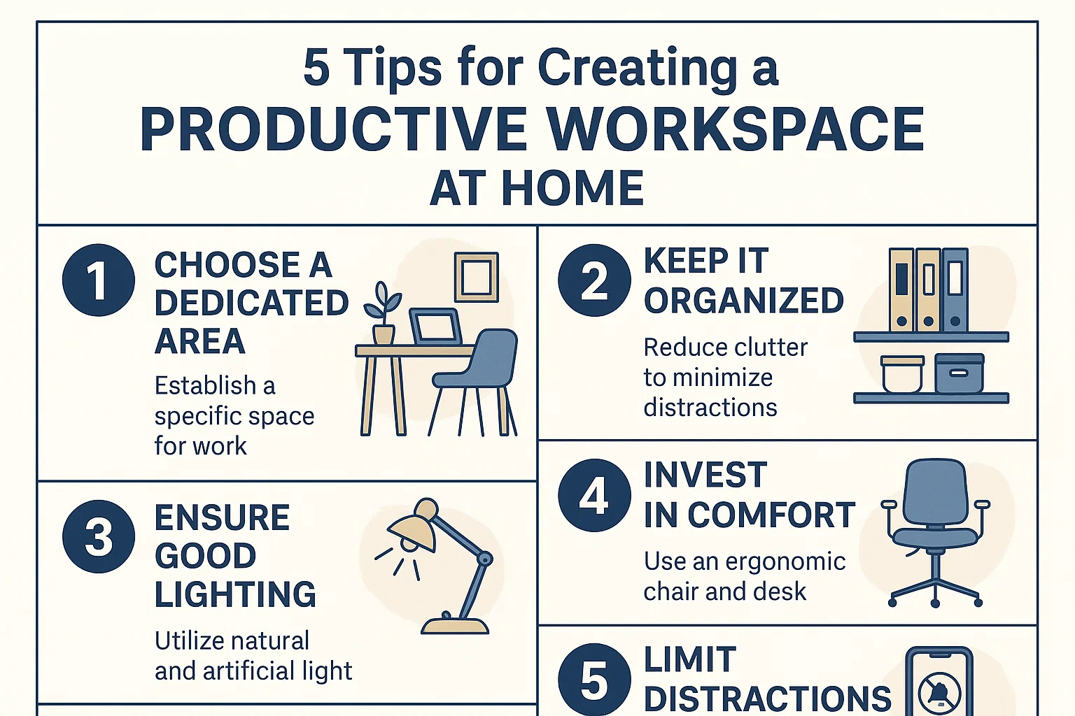 Productive Workspace Tips infographic