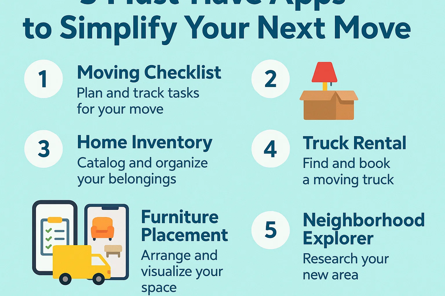 Essential Moving Apps infographic