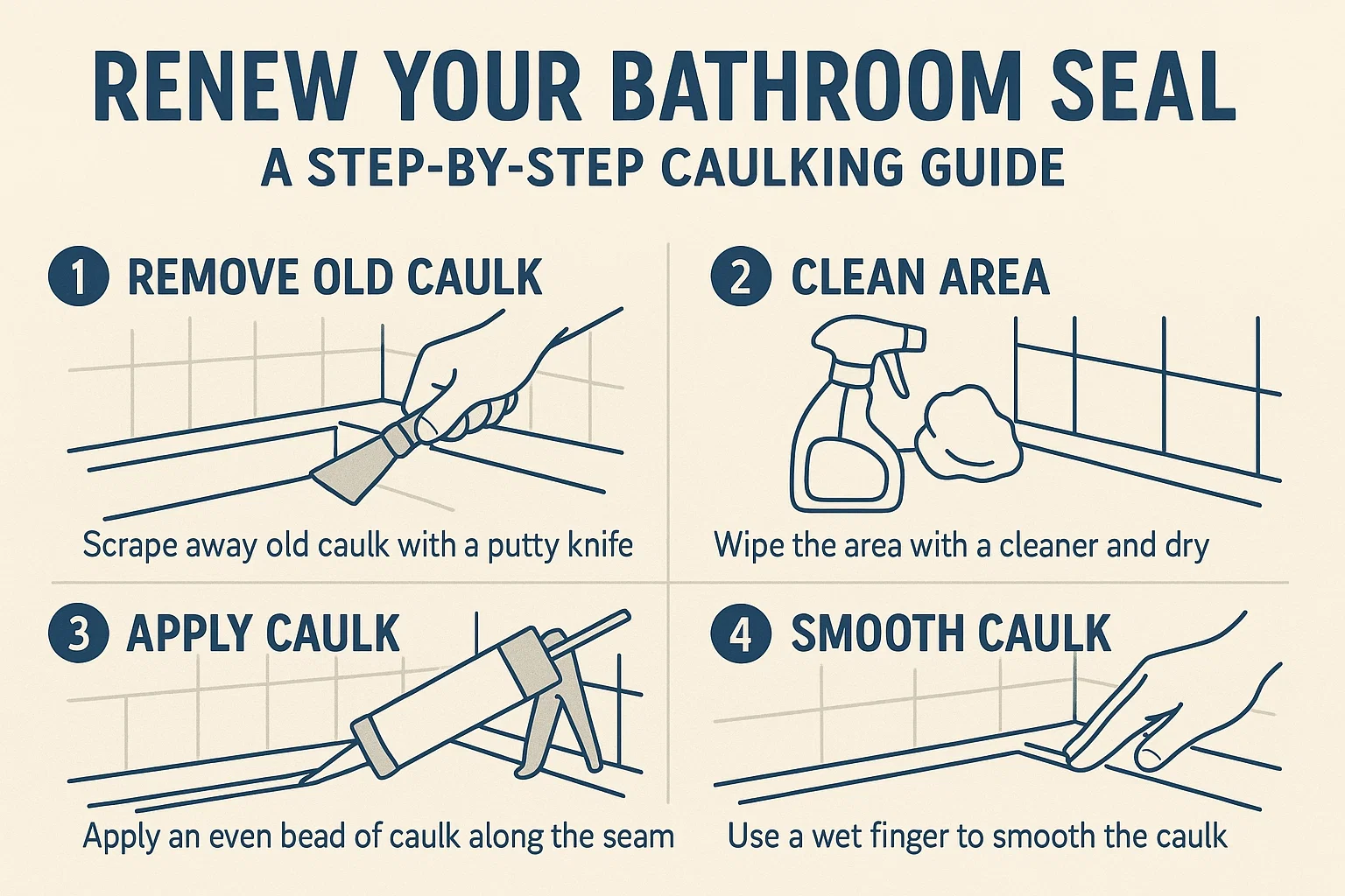 Bathroom Caulking Guide infographic