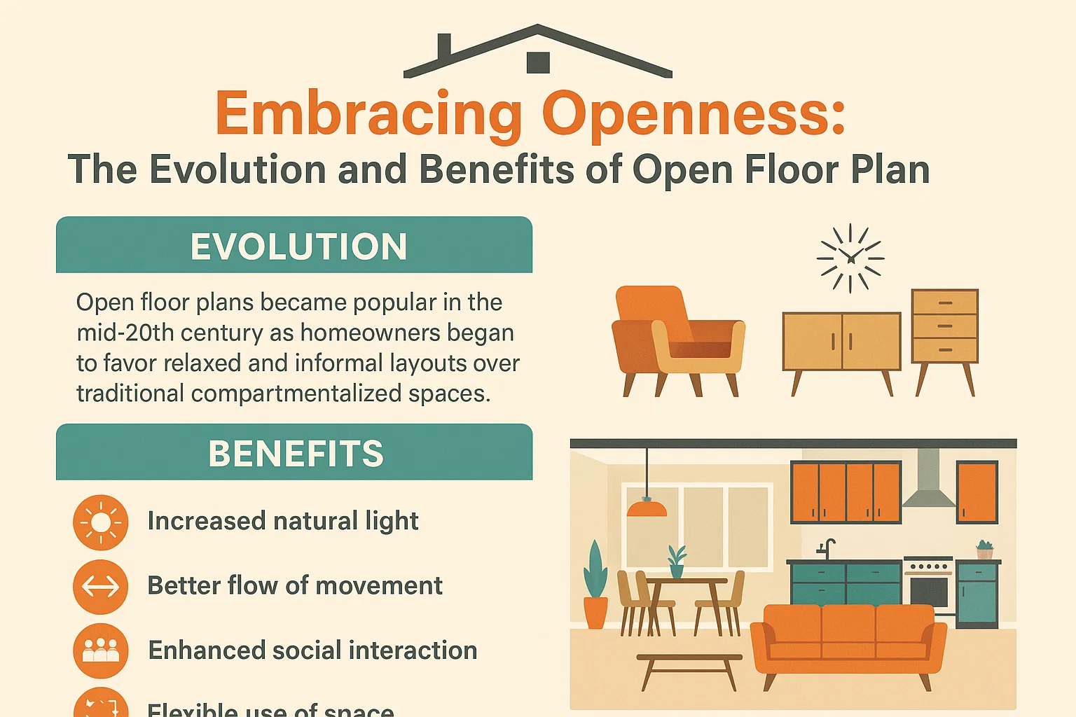 Open Floor Plan Homes infographic