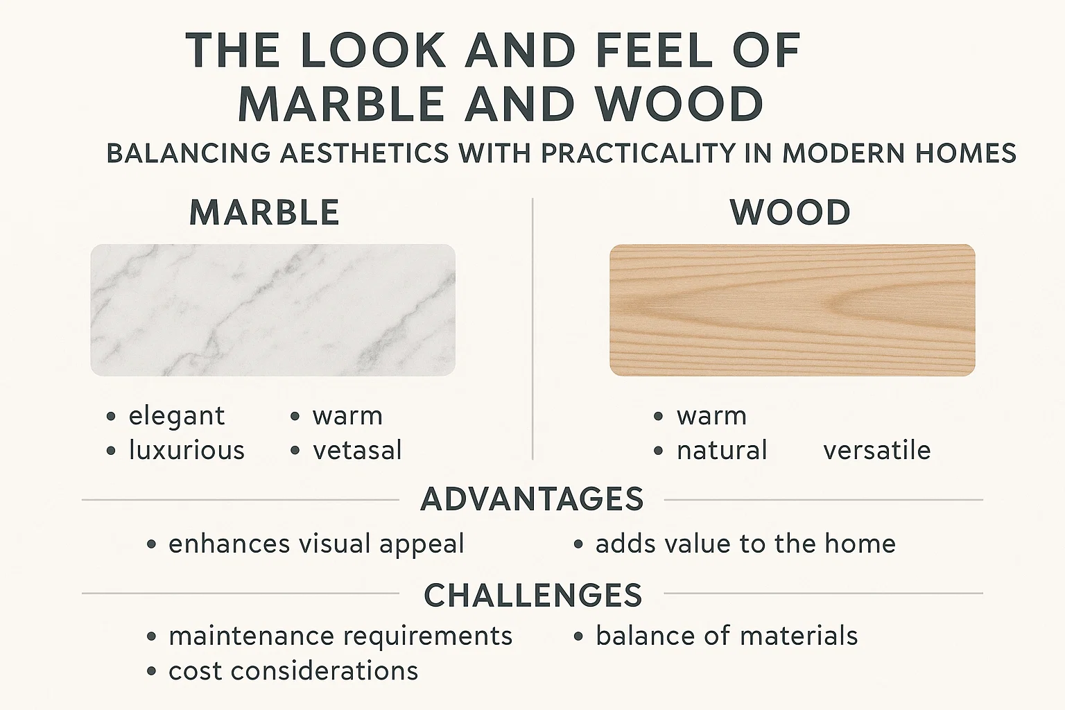 Marble and Wood Harmony infographic
