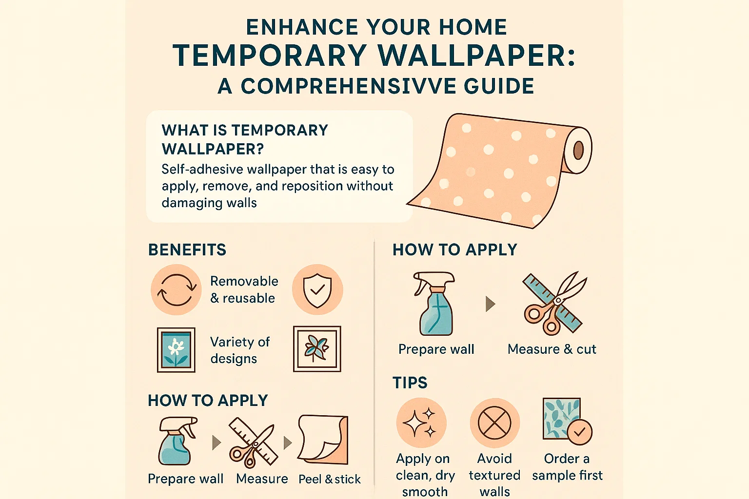 Temporary Wallpaper Guide infographic